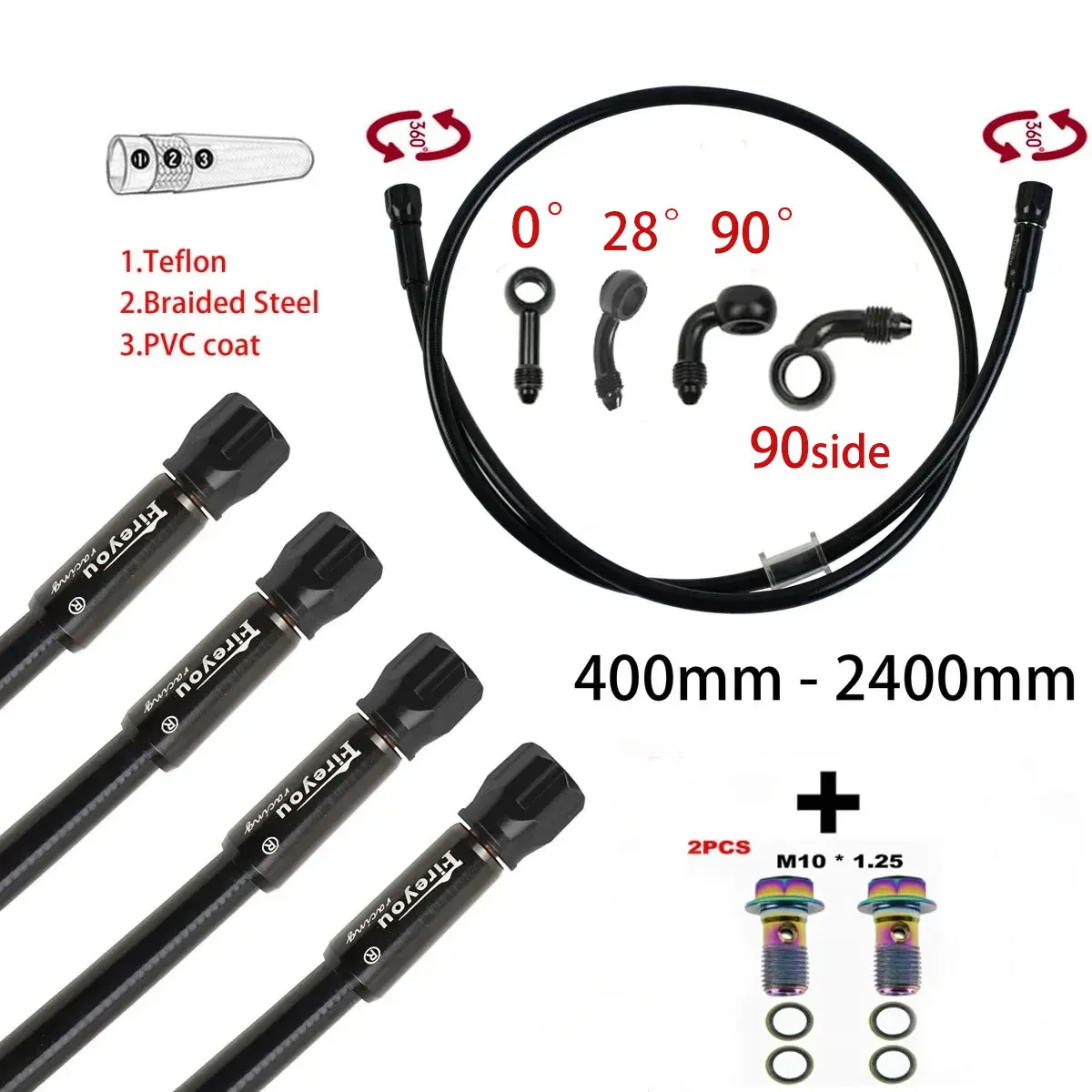 Brake Line Motorcycle - Manguera de freno trenzada AN3, tubo